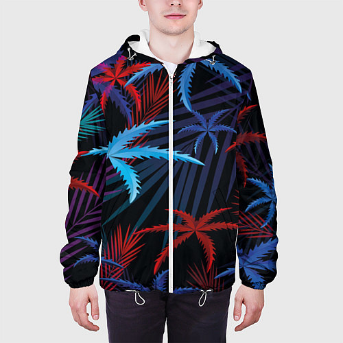 Мужская куртка Листья пальмы / 3D-Белый – фото 3