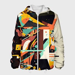 Куртка с капюшоном мужская Авангардная геометрическая композиция, цвет: 3D-белый
