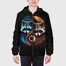 Куртка с капюшоном мужская Инь-янь еноты, цвет: 3D-черный — фото 2