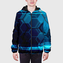 Куртка с капюшоном мужская Зеркальная нано абстракция, цвет: 3D-черный — фото 2