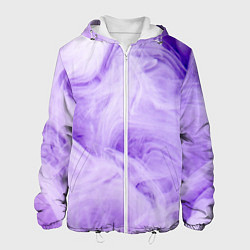 Куртка с капюшоном мужская Абстрактный фиолетовый облачный дым, цвет: 3D-белый