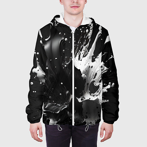 Мужская куртка Брызги красок - белая и черная / 3D-Белый – фото 3