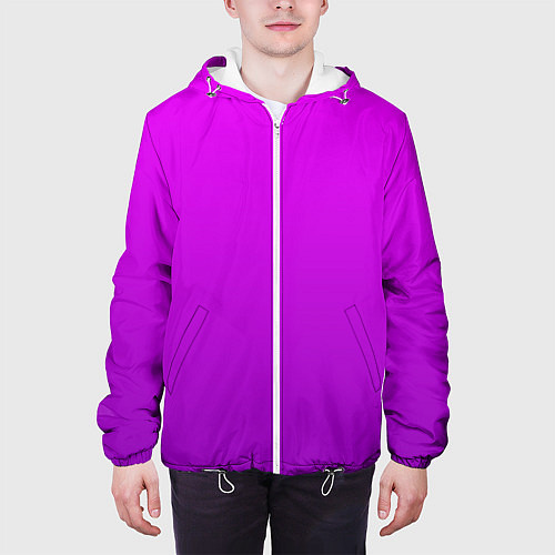Мужская куртка Ярко-фиолетовый градиент / 3D-Белый – фото 3