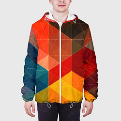Куртка с капюшоном мужская Абстрактная геометрия мозаика, цвет: 3D-белый — фото 2