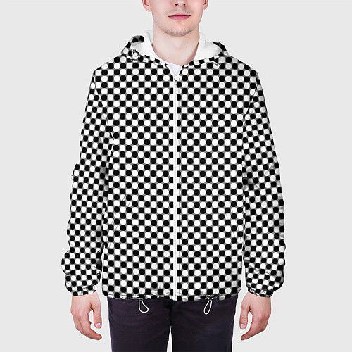 Мужская куртка Шахматная клетка иллюзия / 3D-Белый – фото 3