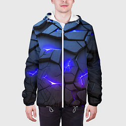 Куртка с капюшоном мужская Светящаяся синяя лава, цвет: 3D-белый — фото 2