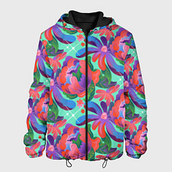Куртка с капюшоном мужская Цветочный паттерн арт, цвет: 3D-черный