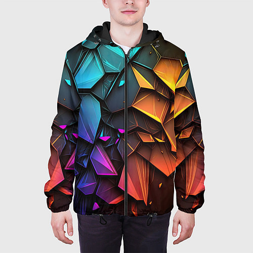 Мужская куртка Неоновая абстрактная чешуя дракона / 3D-Черный – фото 3
