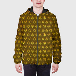 Куртка с капюшоном мужская Паттерн элементали под гео, цвет: 3D-черный — фото 2