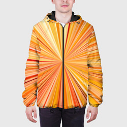 Куртка с капюшоном мужская Абстрактные лучи оттенков оранжевого, цвет: 3D-черный — фото 2
