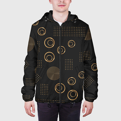 Мужская куртка Memphis Стильный узор из точек и кругов / 3D-Черный – фото 3