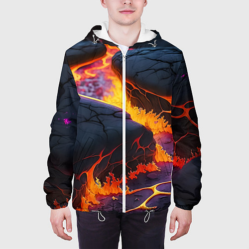Мужская куртка Оранжевая лава / 3D-Белый – фото 3