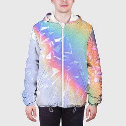 Куртка с капюшоном мужская Голография и пленка - текстура, цвет: 3D-белый — фото 2