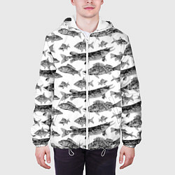 Куртка с капюшоном мужская Паттерн на каждый день о рыбалке, цвет: 3D-белый — фото 2