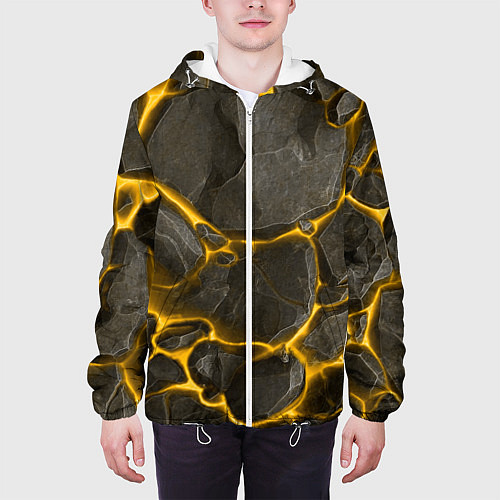 Мужская куртка Текстура монолита камня / 3D-Белый – фото 3