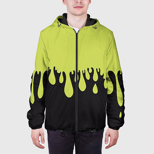 Мужская куртка Зеленые капли на черном / 3D-Черный – фото 3