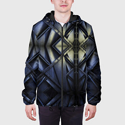 Куртка с капюшоном мужская Металлический калейдоскоп, цвет: 3D-черный — фото 2