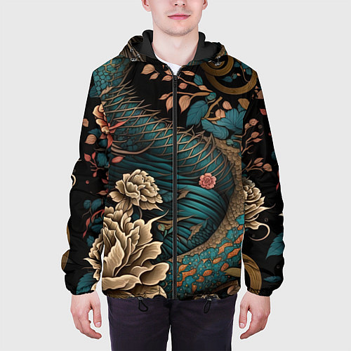 Мужская куртка Японский змей Irezumi / 3D-Черный – фото 3