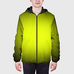 Куртка с капюшоном мужская Кислотный желтый с градиентом, цвет: 3D-черный — фото 2