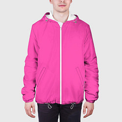 Куртка с капюшоном мужская Кислотный розовый, цвет: 3D-белый — фото 2