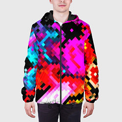 Куртка с капюшоном мужская Pixel neon mosaic, цвет: 3D-черный — фото 2