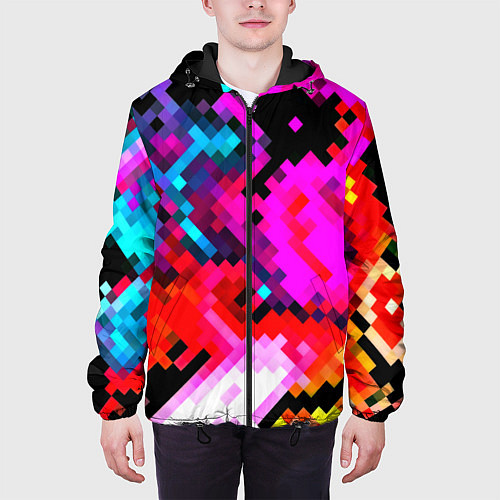 Мужская куртка Pixel neon mosaic / 3D-Черный – фото 3