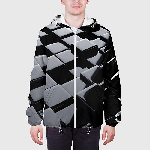 Мужская куртка Карбоновые грани черные / 3D-Белый – фото 3