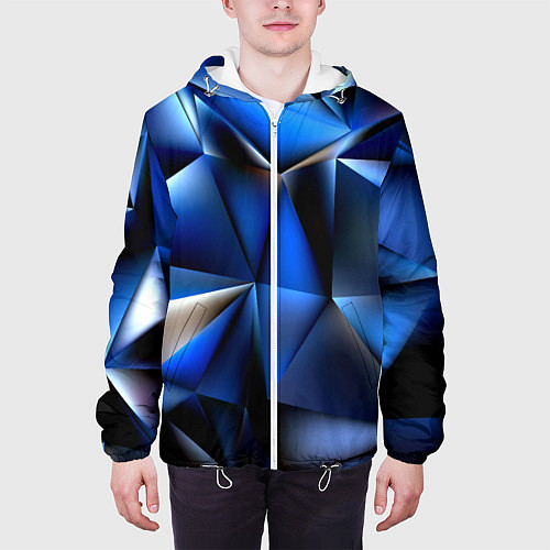 Мужская куртка Polygon blue abstract / 3D-Белый – фото 3