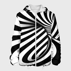 Куртка с капюшоном мужская Оптические иллюзии зебра, цвет: 3D-белый