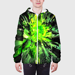 Куртка с капюшоном мужская Fractal green explosion, цвет: 3D-белый — фото 2