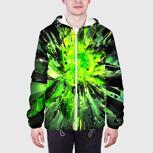 Мужская куртка Fractal green explosion / 3D-Белый – фото 3