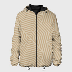 Куртка с капюшоном мужская Бежевый цвет с геометрическим узором, цвет: 3D-черный