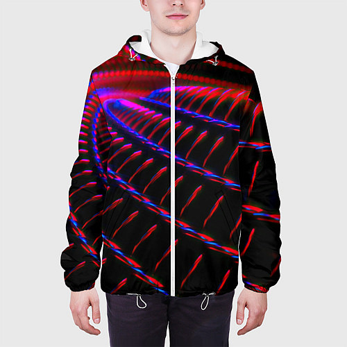 Мужская куртка Geometry neon texture / 3D-Белый – фото 3