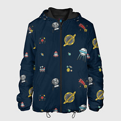 Куртка с капюшоном мужская Паттерн - галактика, цвет: 3D-черный