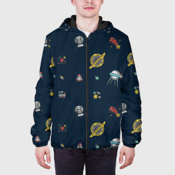 Куртка с капюшоном мужская Паттерн - галактика, цвет: 3D-черный — фото 2