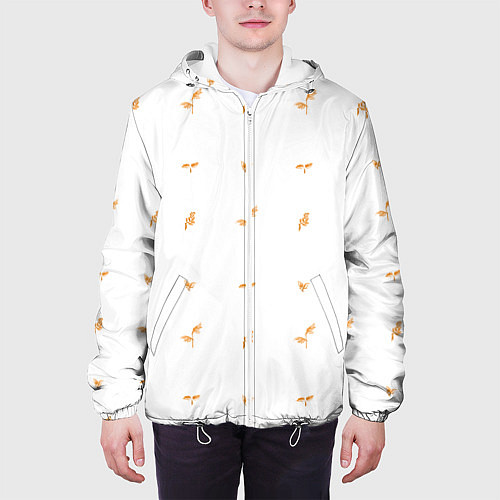 Мужская куртка Паттерн с листьями / 3D-Белый – фото 3