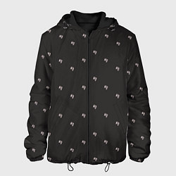 Куртка с капюшоном мужская Бренд KJ - зигзагом, цвет: 3D-черный