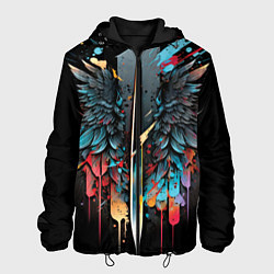 Куртка с капюшоном мужская Психоделические крылья, цвет: 3D-черный