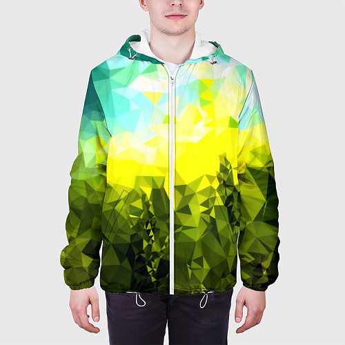 Мужская куртка Green abstract colors / 3D-Белый – фото 3