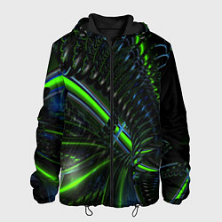 Куртка с капюшоном мужская Светящиеся лучи узор, цвет: 3D-черный