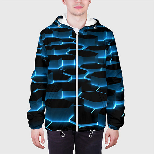 Мужская куртка Неоновая сетка из плит / 3D-Белый – фото 3