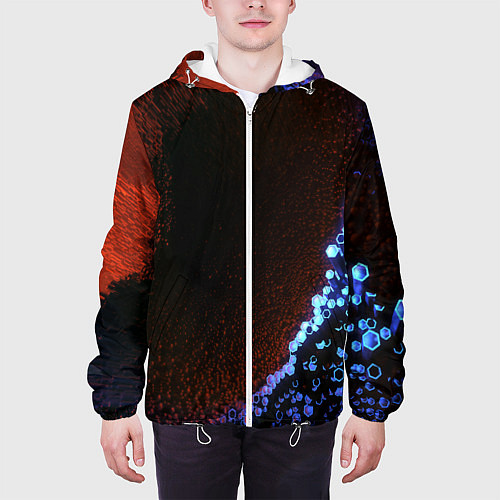 Мужская куртка Неоновый абстрактный свет / 3D-Белый – фото 3