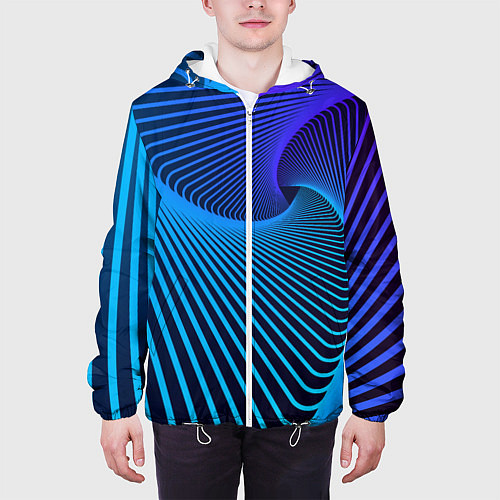 Мужская куртка Неоновая спираль - мода / 3D-Белый – фото 3