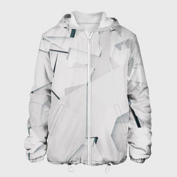Куртка с капюшоном мужская Абстрактные разные белые и серые фигуры, цвет: 3D-белый