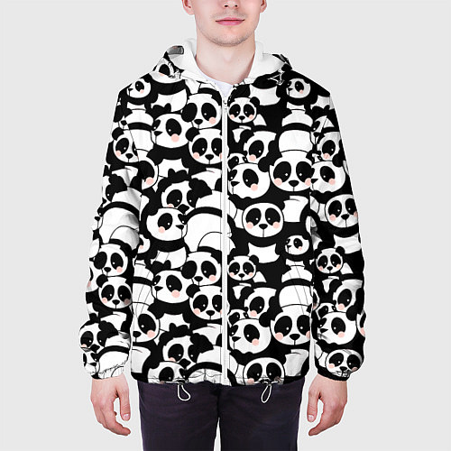 Мужская куртка Чёрно-белые панды / 3D-Белый – фото 3