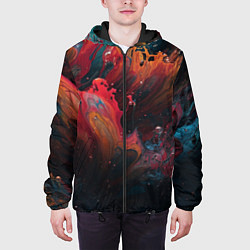 Куртка с капюшоном мужская Разноцветные брызги краски, цвет: 3D-черный — фото 2