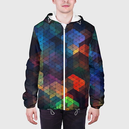 Мужская куртка Стеклянная мозаика цветная / 3D-Белый – фото 3