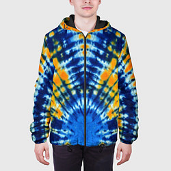 Куртка с капюшоном мужская Tie dye стиль хиппи, цвет: 3D-черный — фото 2
