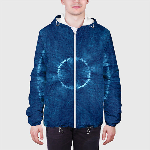 Мужская куртка Синий круг тай-дай / 3D-Белый – фото 3