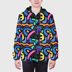 Куртка с капюшоном мужская Multicolored texture pattern, цвет: 3D-черный — фото 2